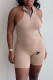 Apricot Fashion Sportswear Print Backless O Neck Rompers