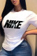 White Fashion Casual Print Letter O Neck T-Shirts