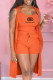 Orange Fashion Casual Print Patchwork Spaghetti Strap Sleeveless Three Pieces