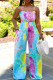 Multicolor Sexy Casual Print Tie Dye Backless Spaghetti Strap Regular Jumpsuits