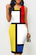 Multicolor Sexy Print Patchwork O Neck Pencil Skirt Dresses