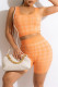 Orange Fashion Casual Print Patchwork U Neck Sleeveless Two Pieces