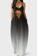 Black Sexy Casual Gradual Change Print Basic Spaghetti Strap Long Dress