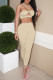 Khaki Sexy Solid Hollowed Out Patchwork Halter Sleeveless Two Pieces