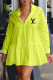 Yellow Fashion Casual Print Patchwork Turndown Collar Shirt Dress Dresses