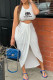 White Fashion Street Print Letter O Neck Sleeveless Two Pieces