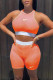 Orange Fashion Casual Print Patchwork O Neck Sleeveless Two Pieces