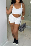 Pink Sexy Solid Bandage Hollowed Out Patchwork U Neck Two Pieces
