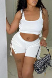 Pink Sexy Solid Bandage Hollowed Out Patchwork U Neck Two Pieces