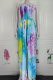 Multicolor Sexy Casual Print Tie Dye Backless Spaghetti Strap Regular Jumpsuits