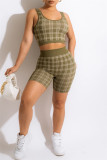 Orange Fashion Casual Print Patchwork U Neck Sleeveless Two Pieces