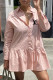 Pink Fashion Casual Print Patchwork Turndown Collar Shirt Dress Dresses