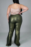 Black Fashion Casual Solid Basic Plus Size Trousers