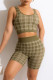Green Fashion Casual Print Patchwork U Neck Sleeveless Two Pieces