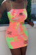 Pink Fashion Sexy Print Ripped Spaghetti Strap One Step Skirt Dresses