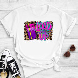 White Fashion Casual Print Basic O Neck T-Shirts