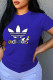 Blue Fashion Casual Print Letter O Neck T-Shirts