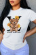 White Fashion Casual Print Letter O Neck T-Shirts