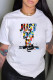 White Fashion Casual Print Letter O Neck T-Shirts