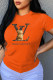 Orange Fashion Casual Print Letter O Neck T-Shirts