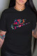 Black Fashion Casual Print Letter O Neck T-Shirts