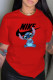 Red Fashion Casual Print Letter O Neck T-Shirts