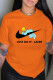 Orange Fashion Casual Print Letter O Neck T-Shirts