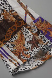 Multicolor Fashion Sexy Print Patchwork Backless Beading Swimwears Three-piece Set (Without Paddings)