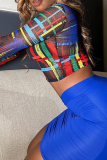 Black Sexy Print Mesh O Neck Tops