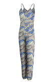 Camouflage Sexy Camouflage Print Patchwork Spaghetti Strap Harlan Jumpsuits
