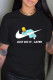 Black Fashion Casual Print Letter O Neck T-Shirts
