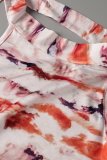 Colour Sexy Print Patchwork Halter Pencil Skirt Dresses