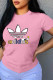 Pink Fashion Casual Print Letter O Neck T-Shirts