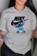 Grey Fashion Casual Print Letter O Neck T-Shirts