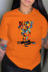 Orange Fashion Casual Print Letter O Neck T-Shirts