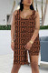 Brown Fashion Casual Print Patchwork U Neck Two Pieces