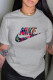 Grey Fashion Casual Print Letter O Neck T-Shirts