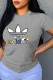 Grey Fashion Casual Print Letter O Neck T-Shirts