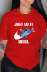 Red Fashion Casual Print Letter O Neck T-Shirts