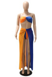 Orange Fashion Sexy Solid Patchwork Backless Swimwears  (Without Paddings)