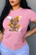 Pink Fashion Casual Print Letter O Neck T-Shirts