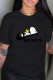 Black Fashion Casual Print Letter O Neck T-Shirts