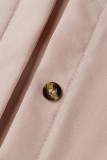 White Casual Solid Patchwork Buckle Slit Asymmetrical Mandarin Collar Shirt Dress Dresses