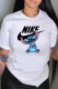 White Fashion Casual Print Letter O Neck T-Shirts