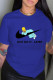 Blue Fashion Casual Print Letter O Neck T-Shirts