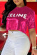 Red Fashion Casual Print Letter O Neck T-Shirts