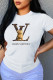 White Fashion Casual Print Letter O Neck T-Shirts