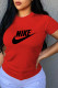 Red Fashion Casual Print Letter O Neck T-Shirts