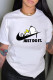 White Fashion Casual Print Letter O Neck T-Shirts
