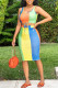 Blue Sexy Casual Striped Print Frenulum U Neck Sleeveless Two Pieces
